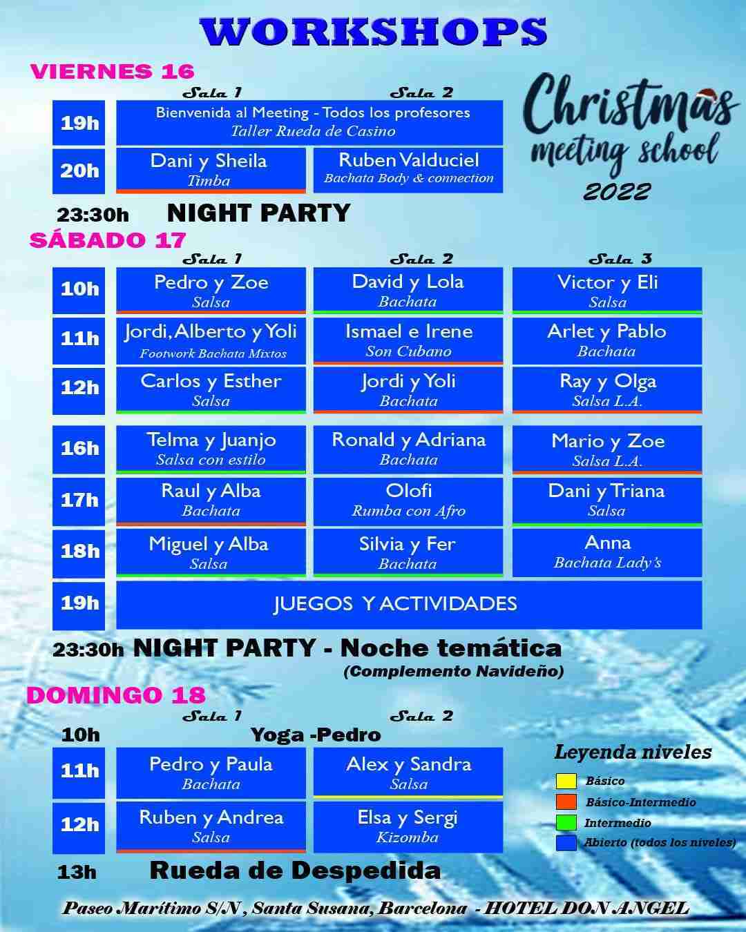 Horarios Christmas Meeting 2022