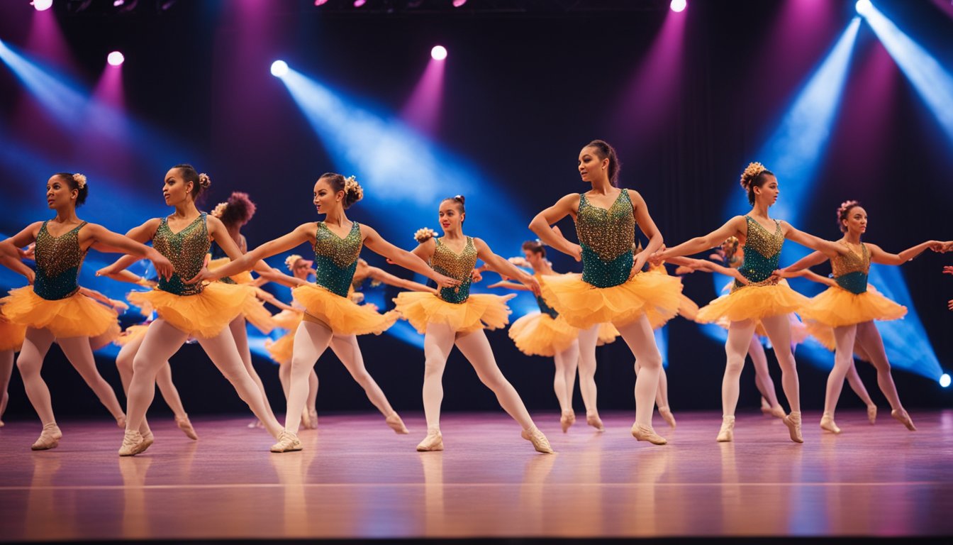 Colorful dancers perform on stage at the Metropolitan Dance Festival